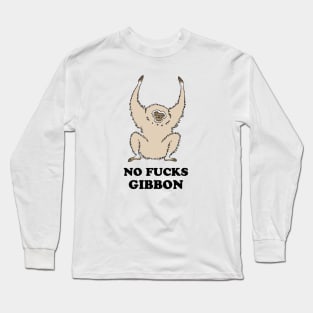 No Fucks Gibbon White Shirt Design Long Sleeve T-Shirt